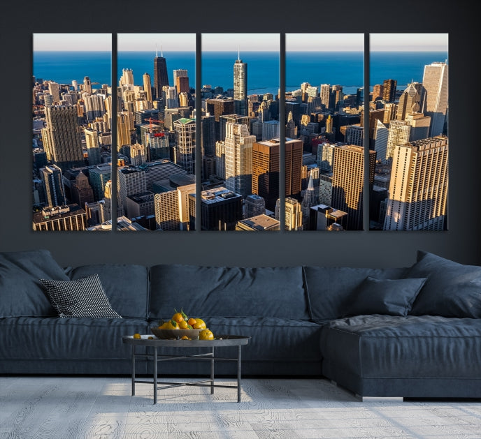 Extra Large Chicago Cityscape Skyscrapers Wall Art Canvas Print