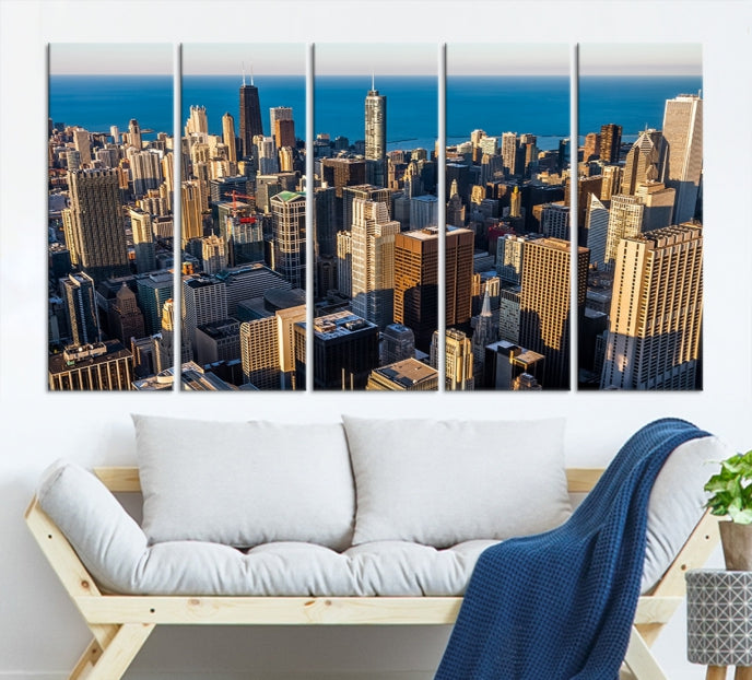 Extra Large Chicago Cityscape Skyscrapers Wall Art Canvas Print