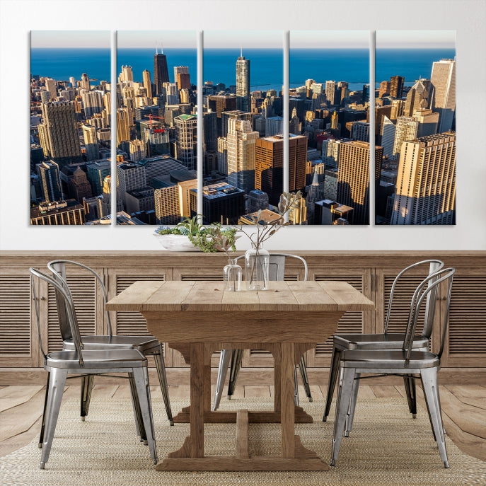 Extra Large Chicago Cityscape Skyscrapers Wall Art Canvas Print