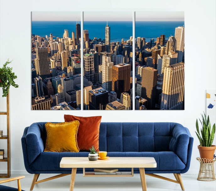 Extra Large Chicago Cityscape Skyscrapers Wall Art Canvas Print