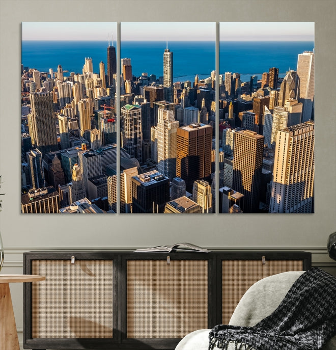 Extra Large Chicago Cityscape Skyscrapers Wall Art Canvas Print