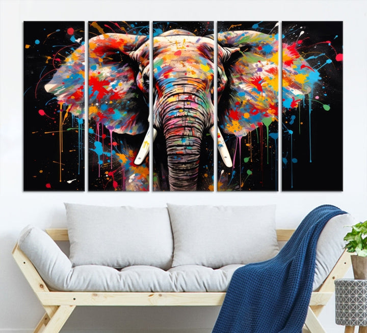 Extra Large Elephant Abstract Painting Printed Canvas Wall Art Modern Home Decor