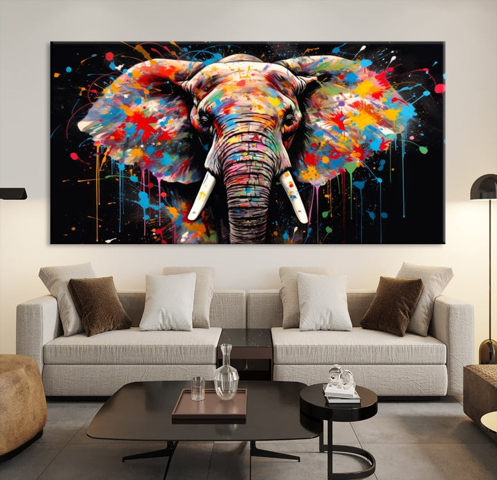 Extra Large Elephant Abstract Painting Printed Canvas Wall Art Modern Home Decor