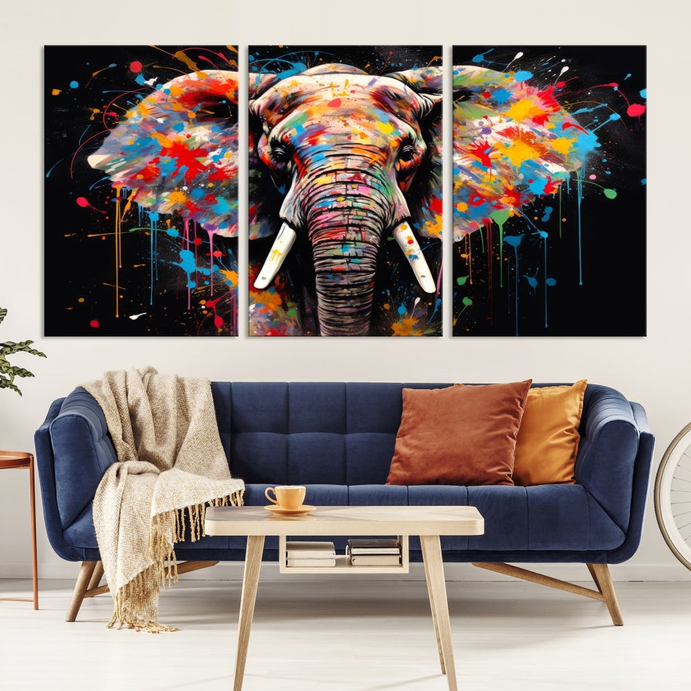 Extra Large Elephant Abstract Painting Printed Canvas Wall Art Modern Home Decor