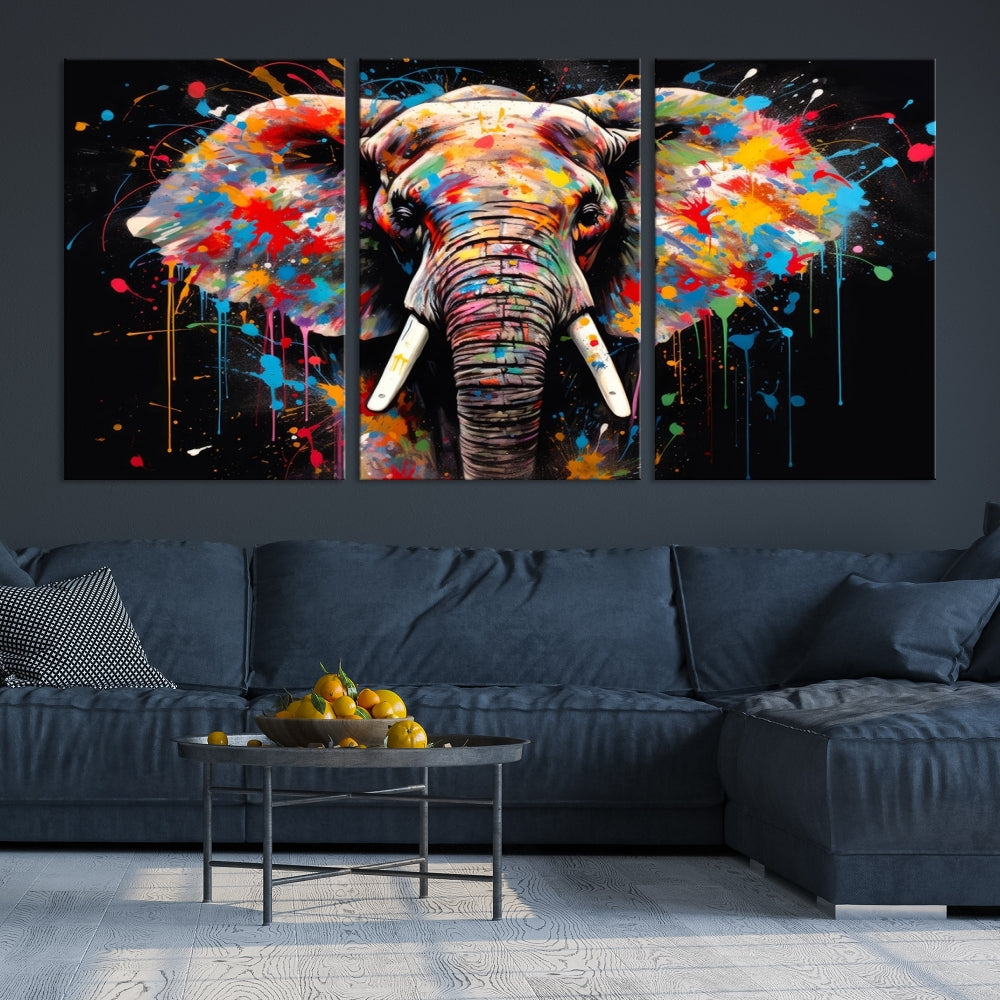 Extra Large Elephant Abstract Painting Printed Canvas Wall Art Modern Home Decor