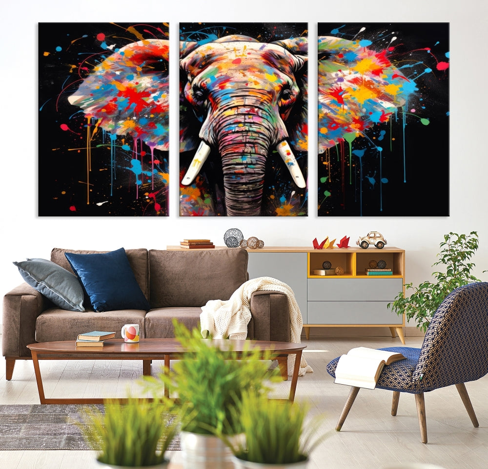 Extra Large Elephant Abstract Painting Printed Canvas Wall Art Modern Home Decor