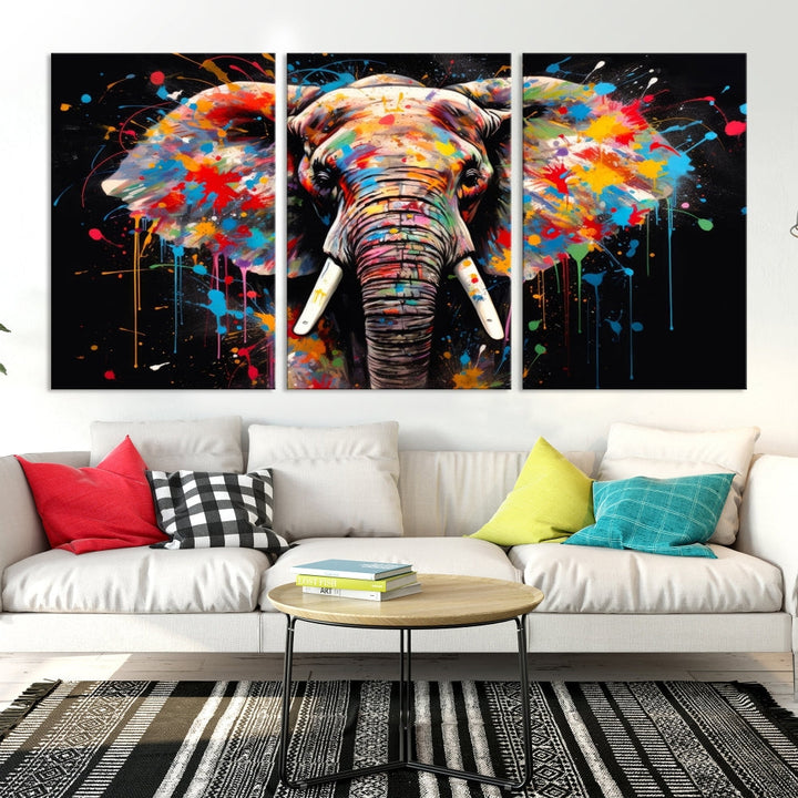 Extra Large Elephant Abstract Painting Printed Canvas Wall Art Modern Home Decor