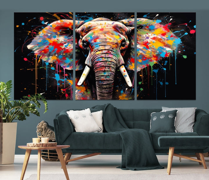 Extra Large Elephant Abstract Painting Printed Canvas Wall Art Modern Home Decor