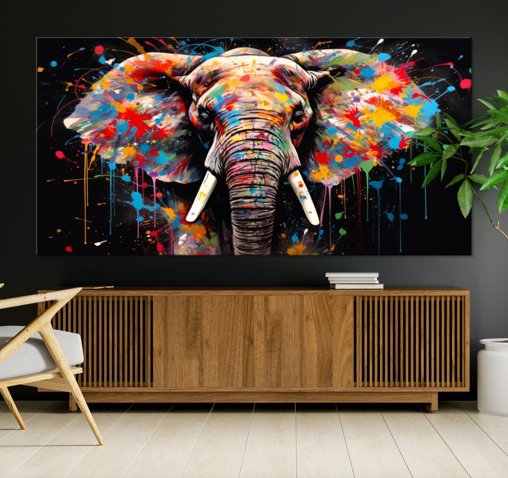 Extra Large Elephant Abstract Painting Printed Canvas Wall Art Modern Home Decor