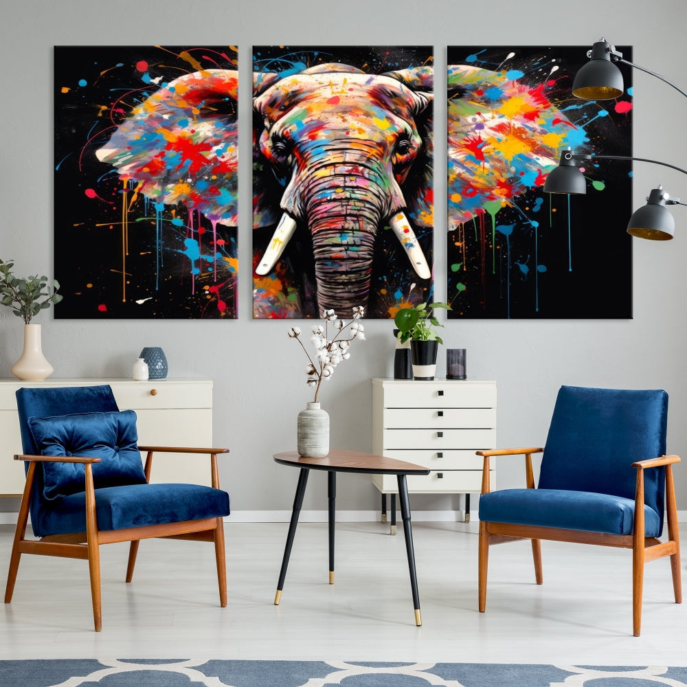 Extra Large Elephant Abstract Painting Printed Canvas Wall Art Modern Home Decor