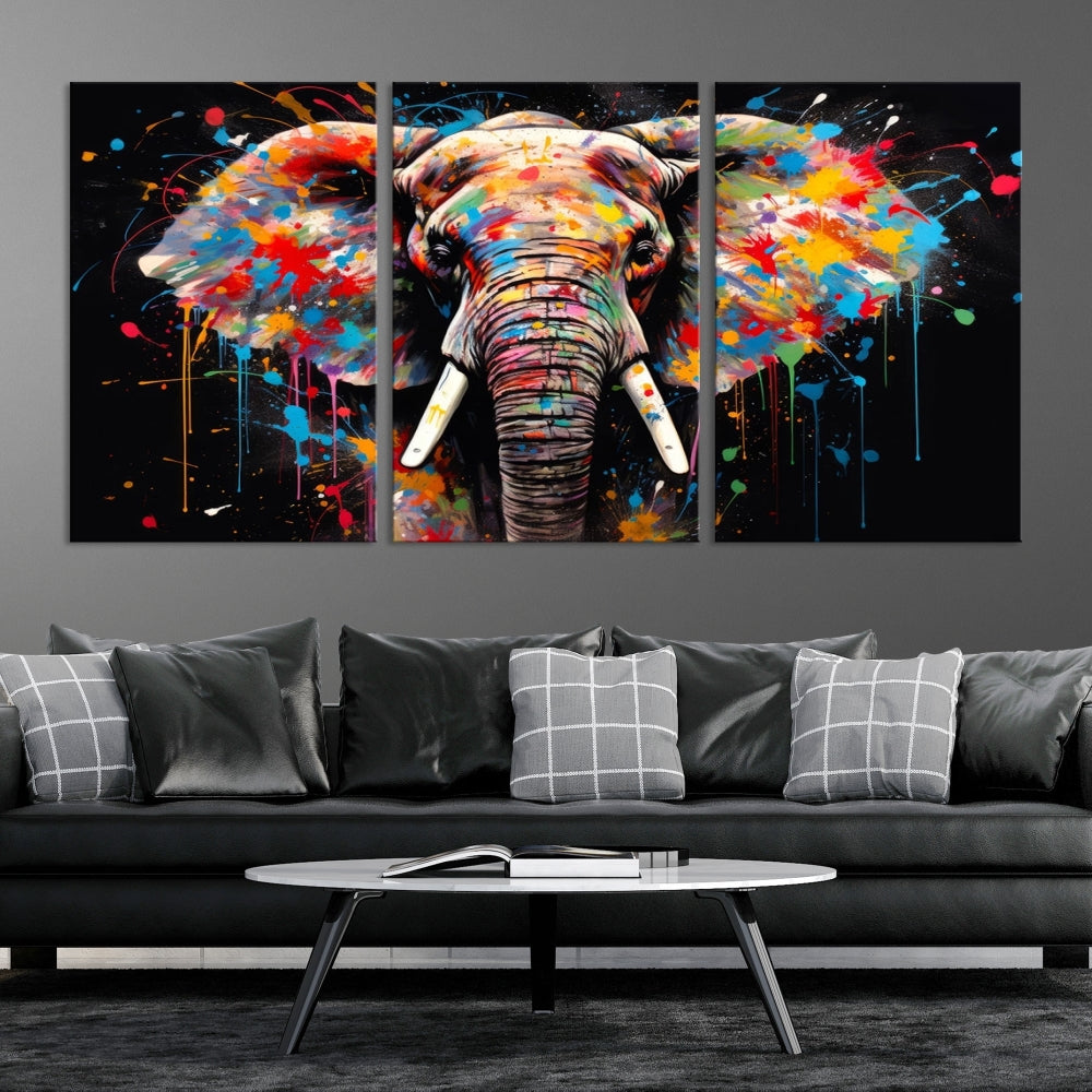 Extra Large Elephant Abstract Painting Printed Canvas Wall Art Modern Home Decor