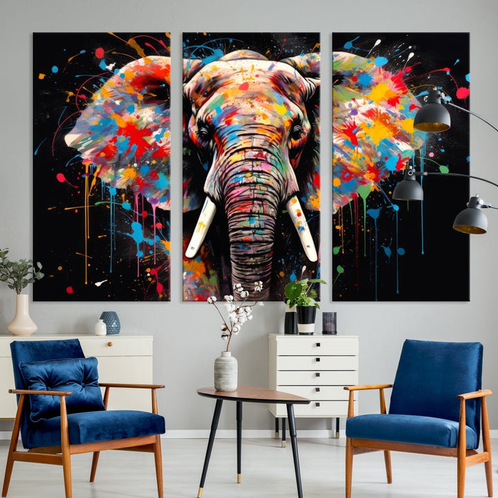 Extra Large Elephant Abstract Painting Printed Canvas Wall Art Modern Home Decor