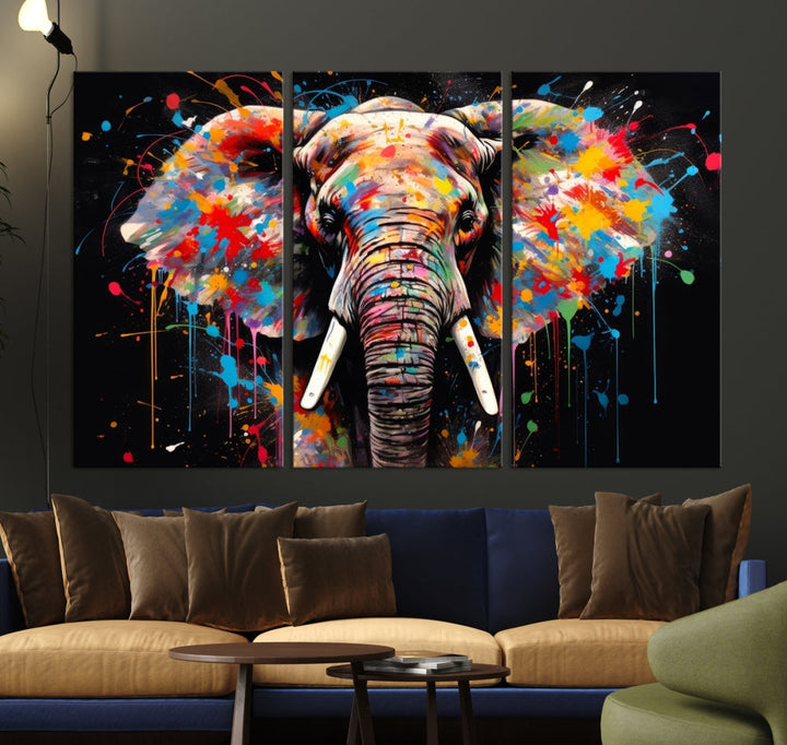 Extra Large Elephant Abstract Painting Printed Canvas Wall Art Modern Home Decor