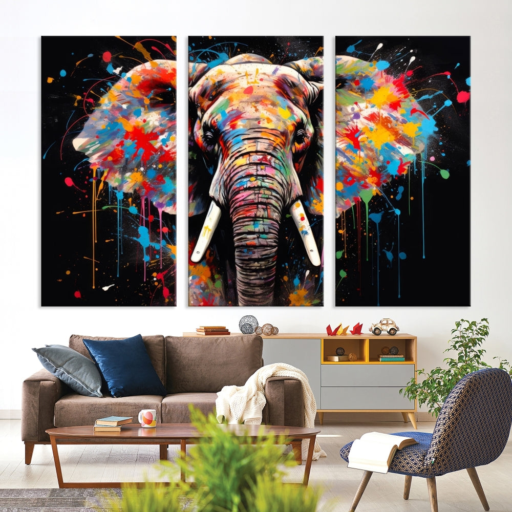 Extra Large Elephant Abstract Painting Printed Canvas Wall Art Modern Home Decor