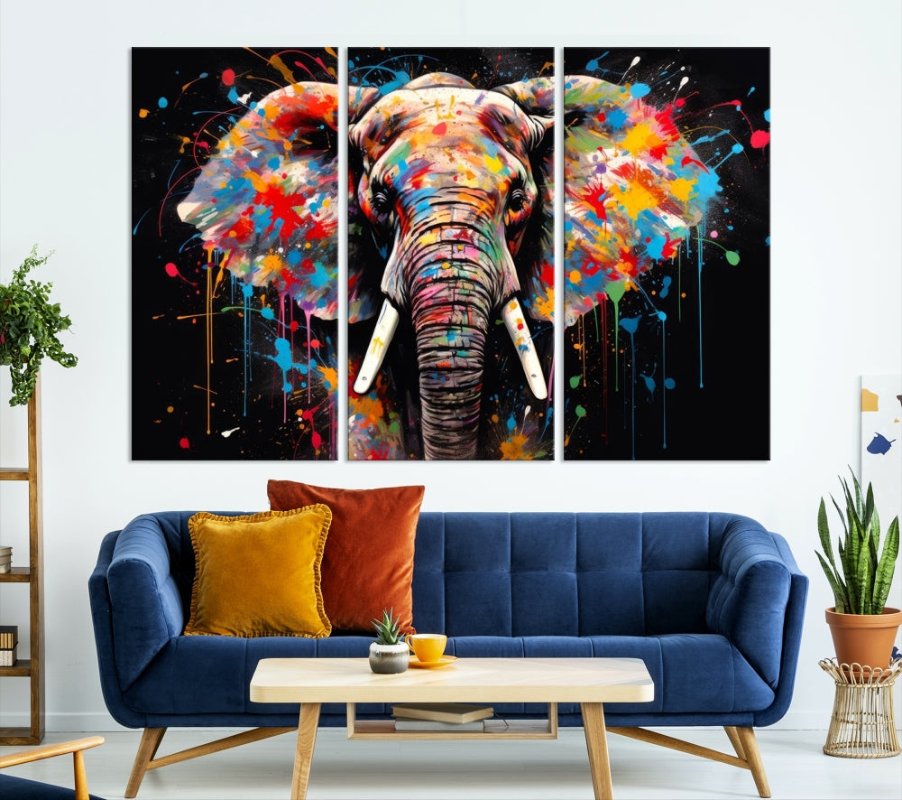 Extra Large Elephant Abstract Painting Printed Canvas Wall Art Modern Home Decor