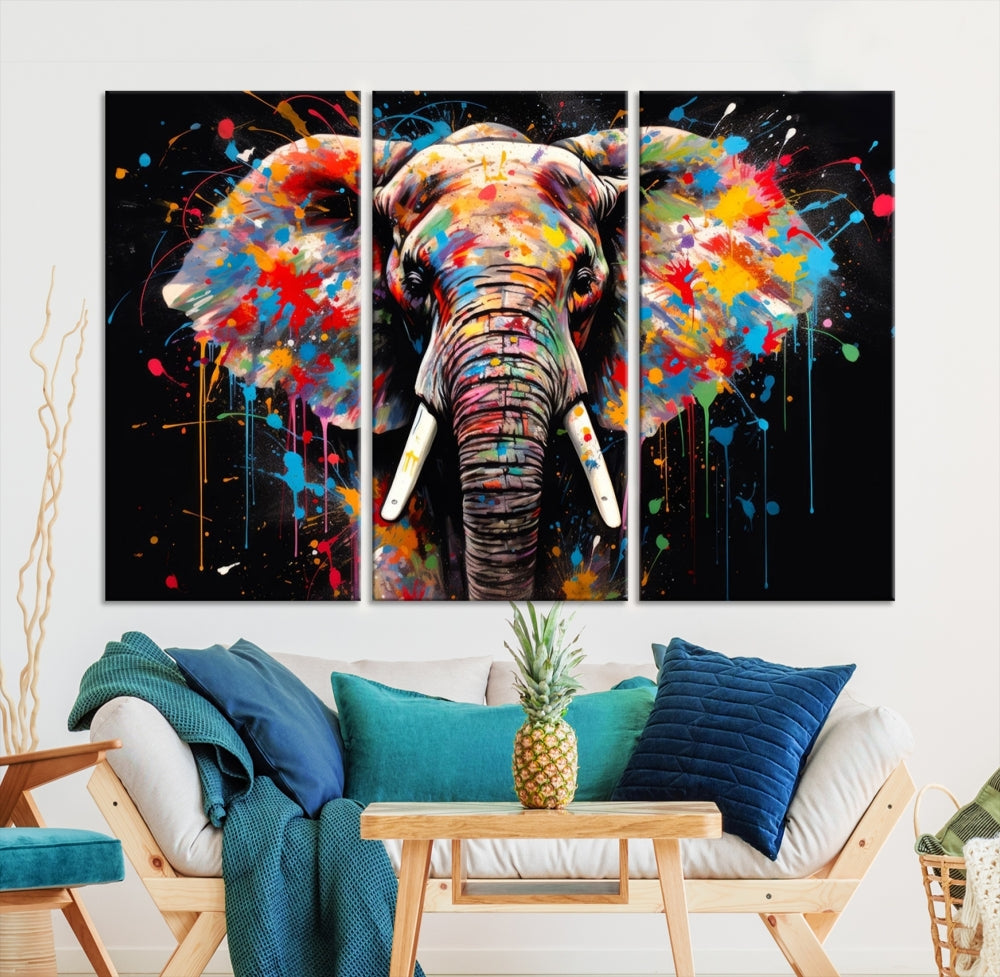 Extra Large Elephant Abstract Painting Printed Canvas Wall Art Modern Home Decor