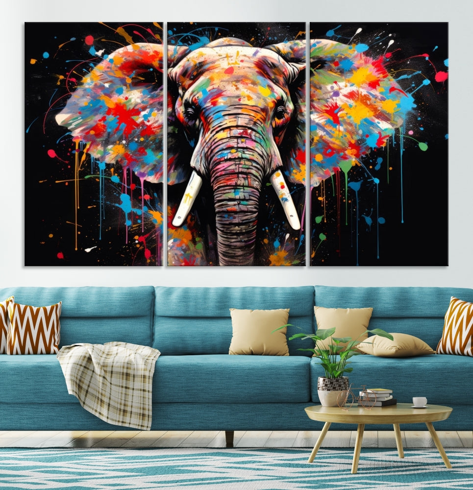 Extra Large Elephant Abstract Painting Printed Canvas Wall Art Modern Home Decor