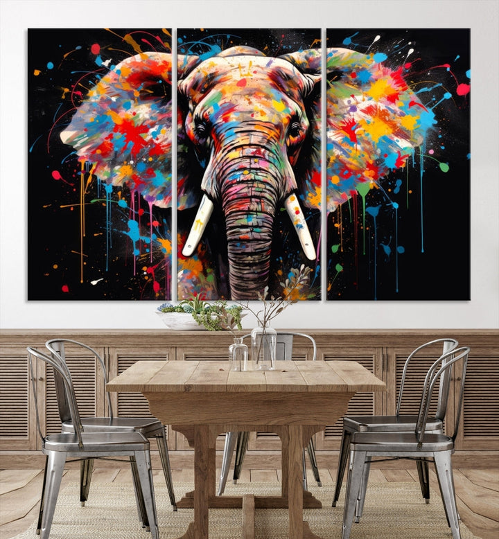 Extra Large Elephant Abstract Painting Printed Canvas Wall Art Modern Home Decor