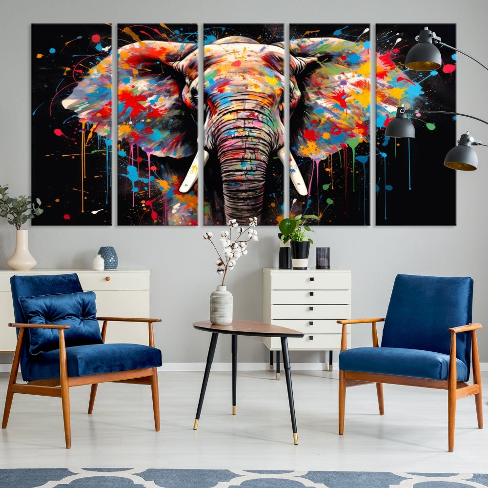 Extra Large Elephant Abstract Painting Printed Canvas Wall Art Modern Home Decor