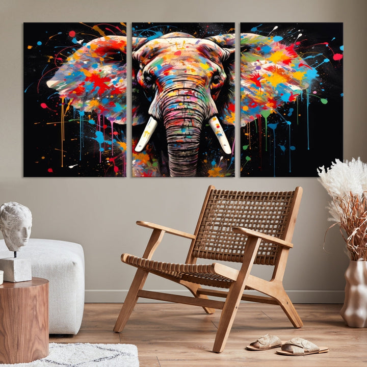 Extra Large Elephant Abstract Painting Printed Canvas Wall Art Modern Home Decor