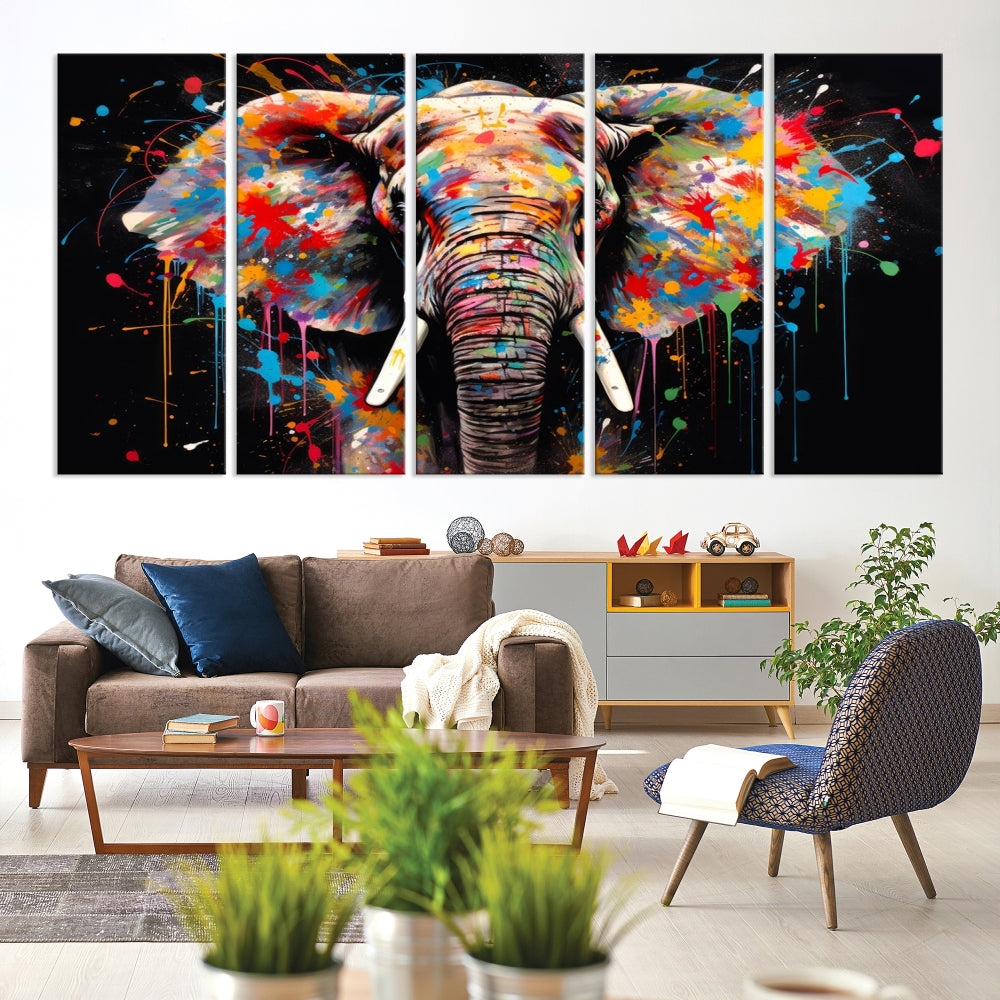 Extra Large Elephant Abstract Painting Printed Canvas Wall Art Modern Home Decor