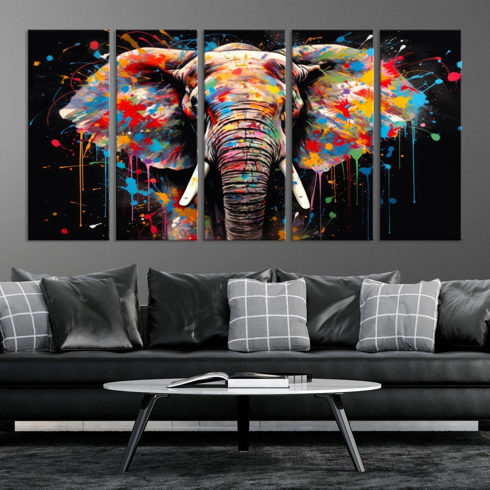 Extra Large Elephant Abstract Painting Printed Canvas Wall Art Modern Home Decor