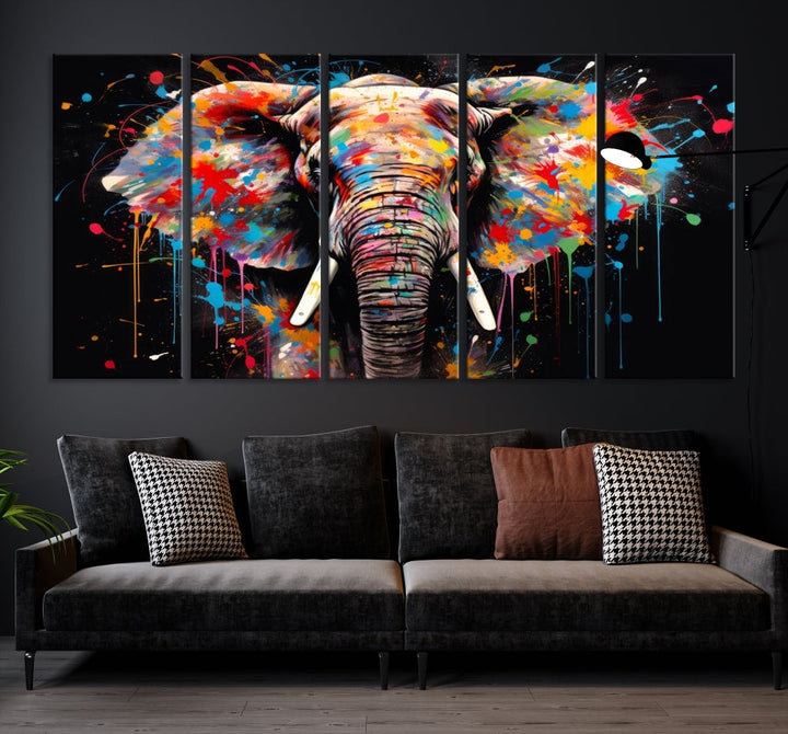 Extra Large Elephant Abstract Painting Printed Canvas Wall Art Modern Home Decor