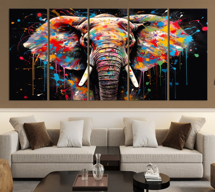 Extra Large Elephant Abstract Painting Printed Canvas Wall Art Modern Home Decor