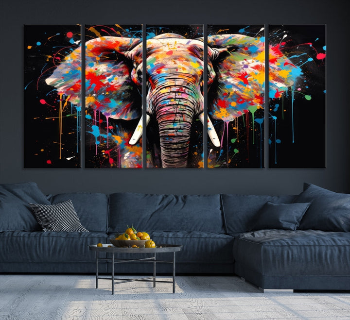 Extra Large Elephant Abstract Painting Printed Canvas Wall Art Modern Home Decor