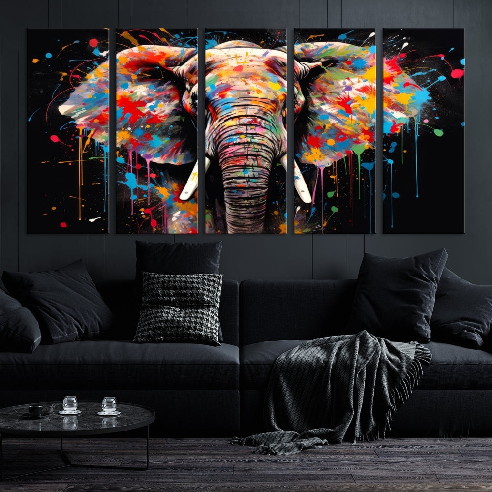 Extra Large Elephant Abstract Painting Printed Canvas Wall Art Modern Home Decor