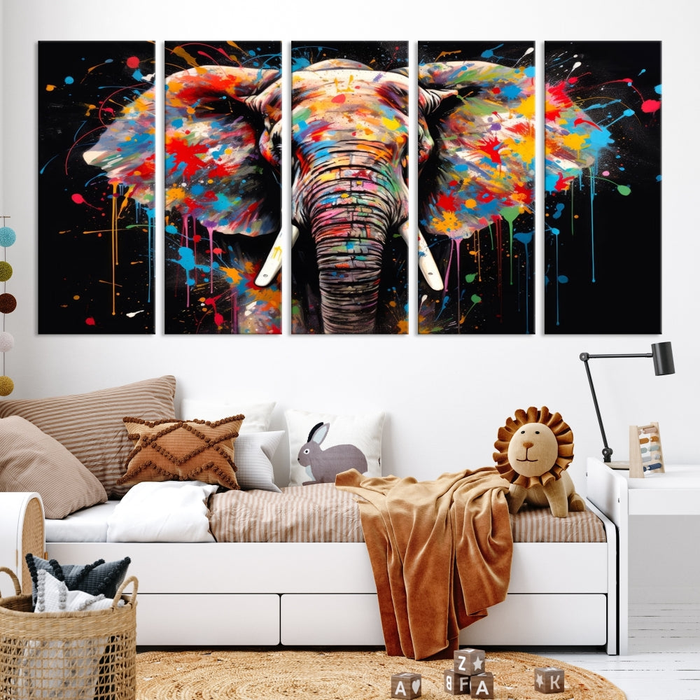 Extra Large Elephant Abstract Painting Printed Canvas Wall Art Modern Home Decor