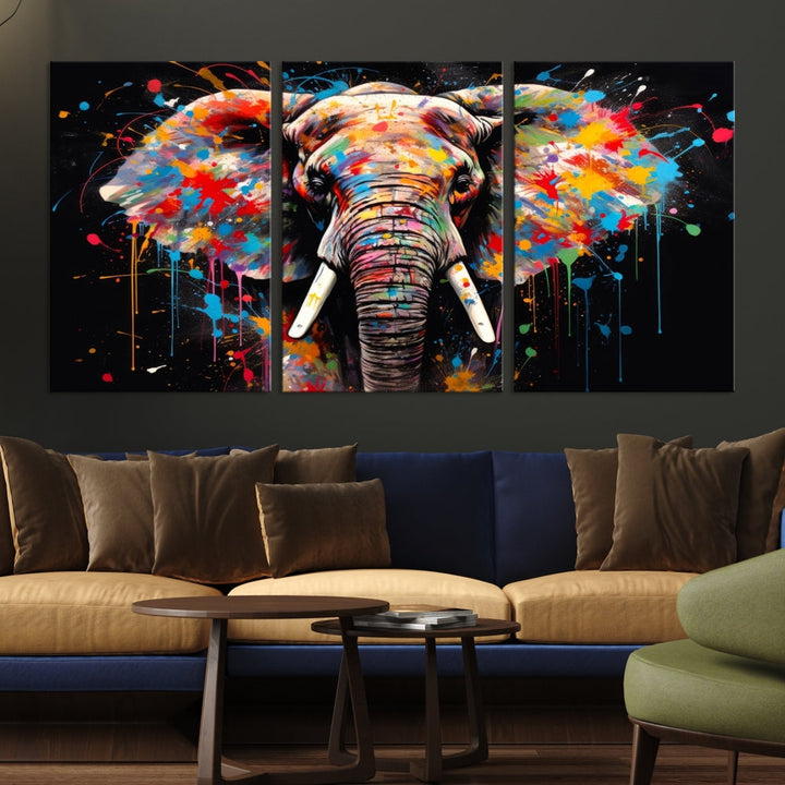 Extra Large Elephant Abstract Painting Printed Canvas Wall Art Modern Home Decor