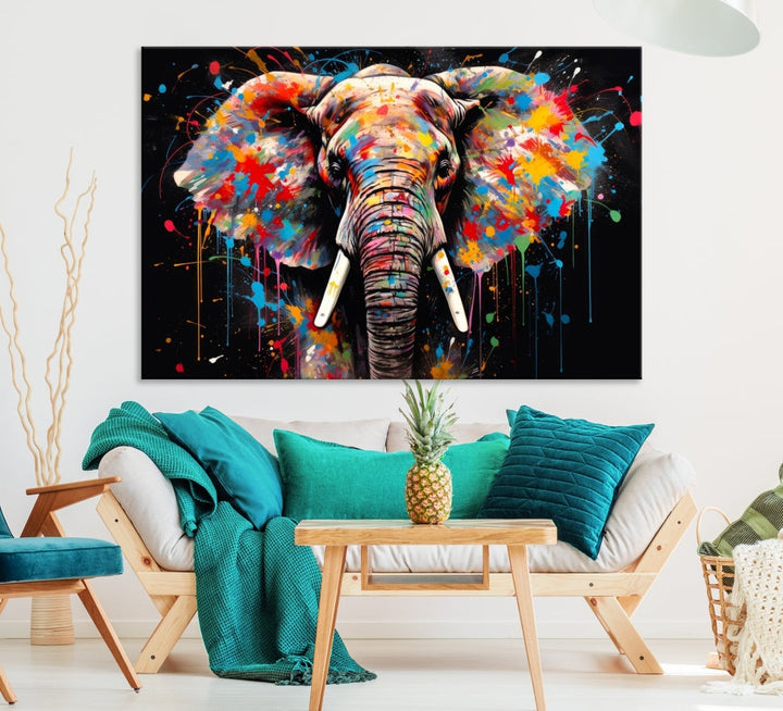 Extra Large Elephant Abstract Painting Printed Canvas Wall Art Modern Home Decor