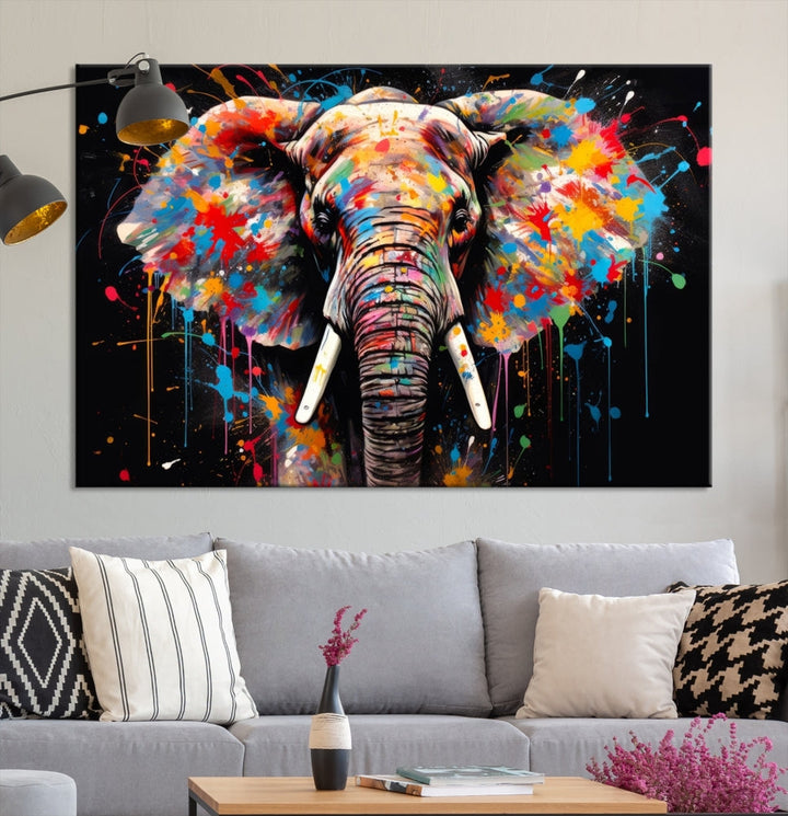 Extra Large Elephant Abstract Painting Printed Canvas Wall Art Modern Home Decor