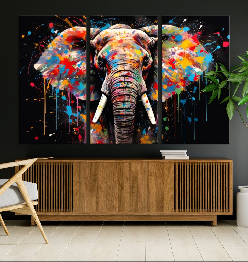 Extra Large Elephant Abstract Painting Printed Canvas Wall Art Modern Home Decor