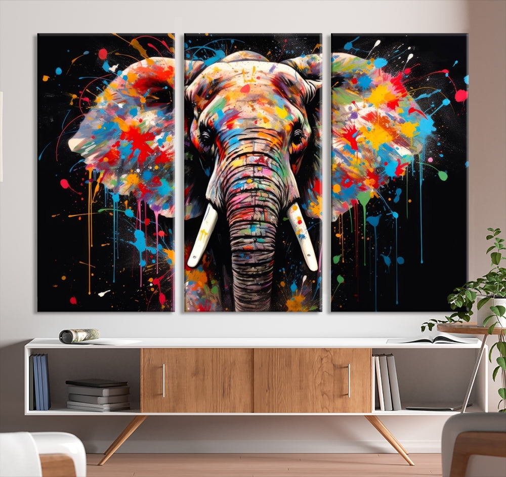 Extra Large Elephant Abstract Painting Printed Canvas Wall Art Modern Home Decor