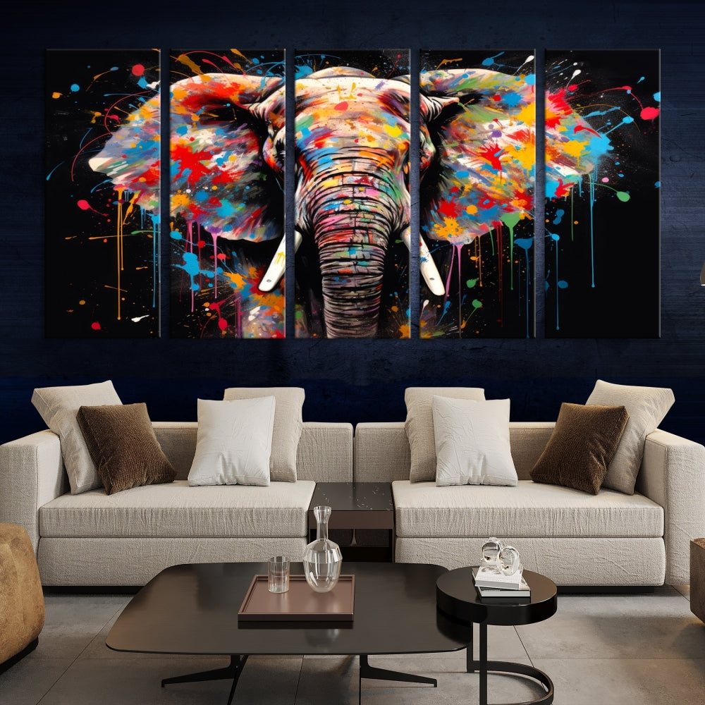 Extra Large Elephant Abstract Painting Printed Canvas Wall Art Modern Home Decor