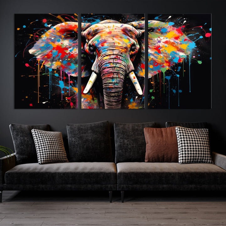 Extra Large Elephant Abstract Painting Printed Canvas Wall Art Modern Home Decor