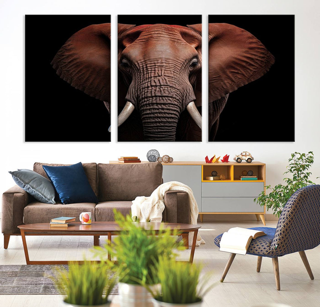 Extra Large Elephant Wall Art Print, Animal Wall Decor, Framed Canvas Print Office Decor