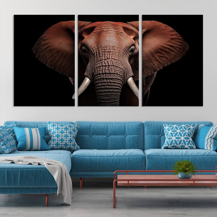 Extra Large Elephant Wall Art Print, Animal Wall Decor, Framed Canvas Print Office Decor