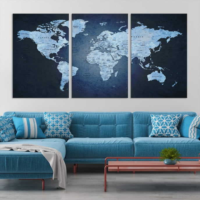 Extra Large Framed Push Pin World Map Wall Art Canvas Print Home Office Decor