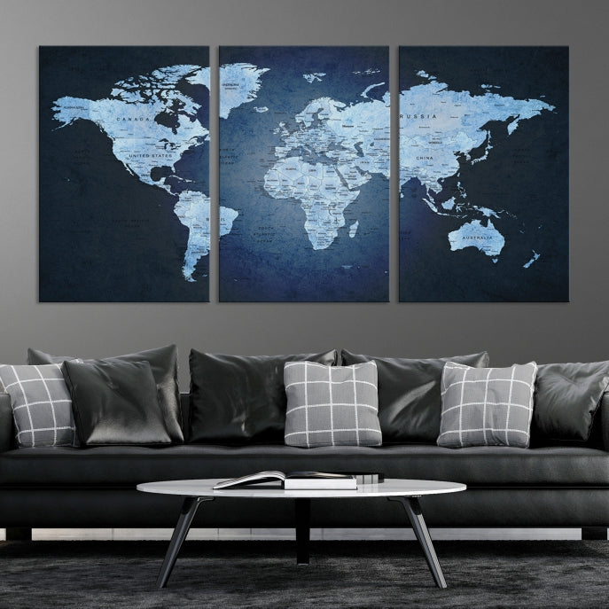 Extra Large Framed Push Pin World Map Wall Art Canvas Print Home Office Decor