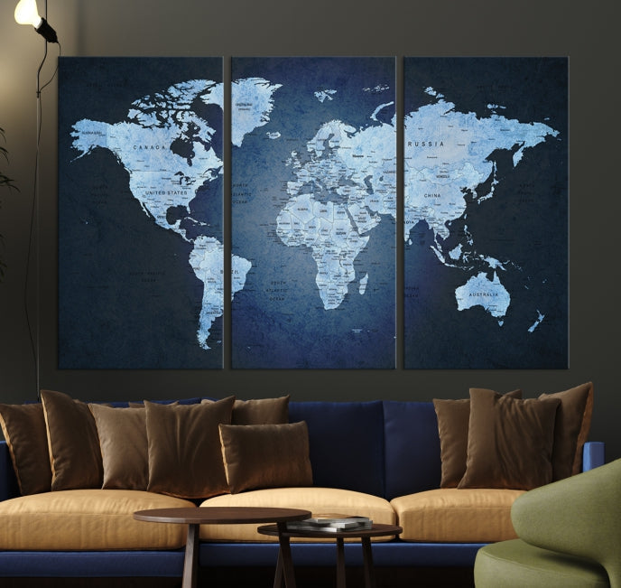 Extra Large Framed Push Pin World Map Wall Art Canvas Print Home Office Decor