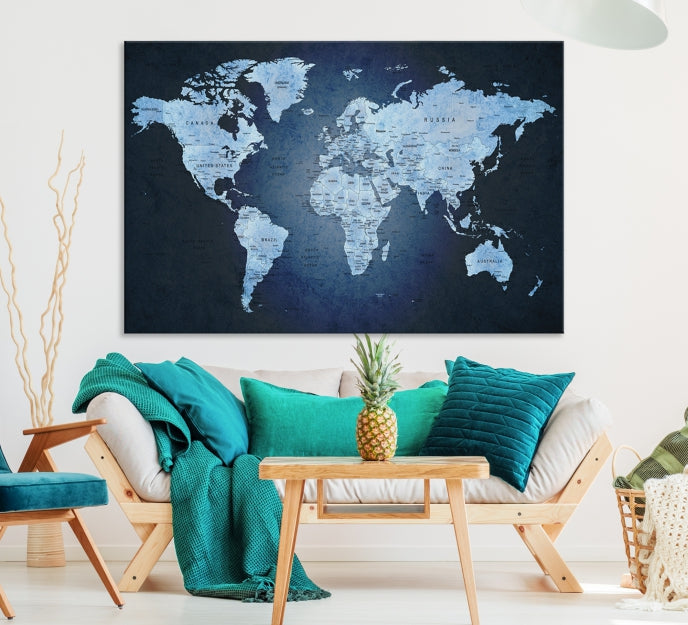 Extra Large Framed Push Pin World Map Wall Art Canvas Print Home Office Decor