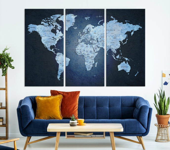 Extra Large Framed Push Pin World Map Wall Art Canvas Print Home Office Decor