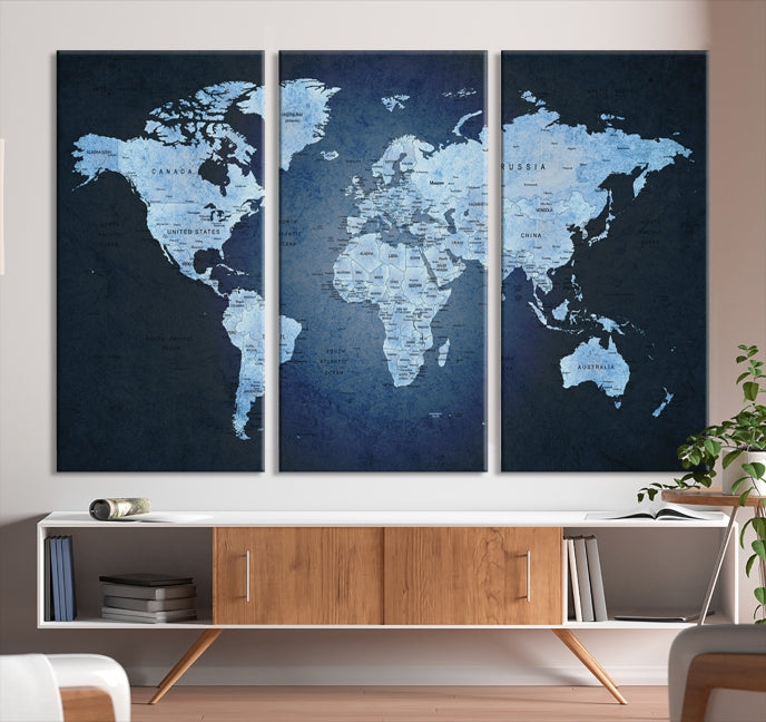 Extra Large Framed Push Pin World Map Wall Art Canvas Print Home Office Decor