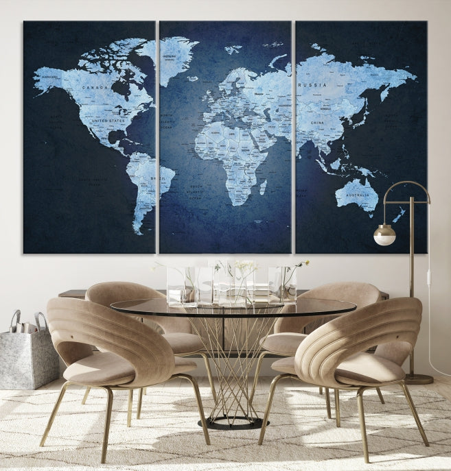 Extra Large Framed Push Pin World Map Wall Art Canvas Print Home Office Decor