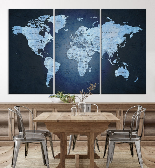 Extra Large Framed Push Pin World Map Wall Art Canvas Print Home Office Decor