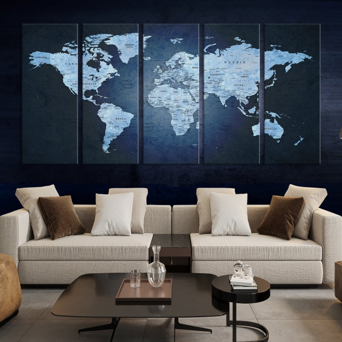 Extra Large Framed Push Pin World Map Wall Art Canvas Print Home Office Decor