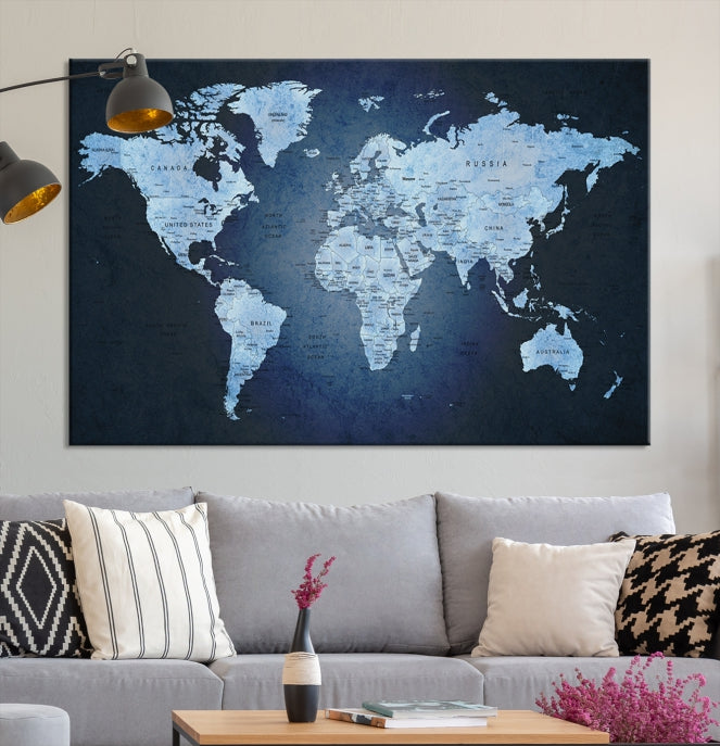 Extra Large Framed Push Pin World Map Wall Art Canvas Print Home Office Decor